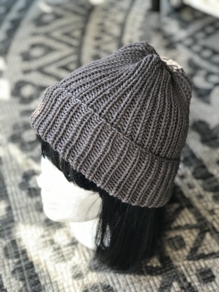 Kuschelhaube Rippstrick mit Krempe aus Öko-Merinowolle, EXP-zertifiziert, mulesing-frei